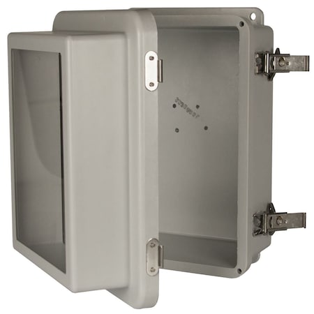 Wiegmann Twist Lock Latch Electrical Enclosures, 12 in H, 6 in D, 10 in W, NEMA 4X, Fiberglass HW-RHJ121006CHTLW